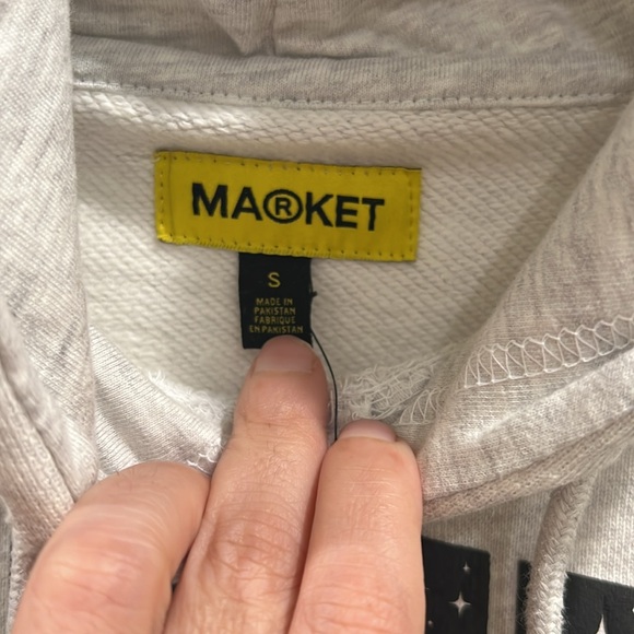 Market unisex hoodie heather grey size small men /woman medium - Picture 7 of 9